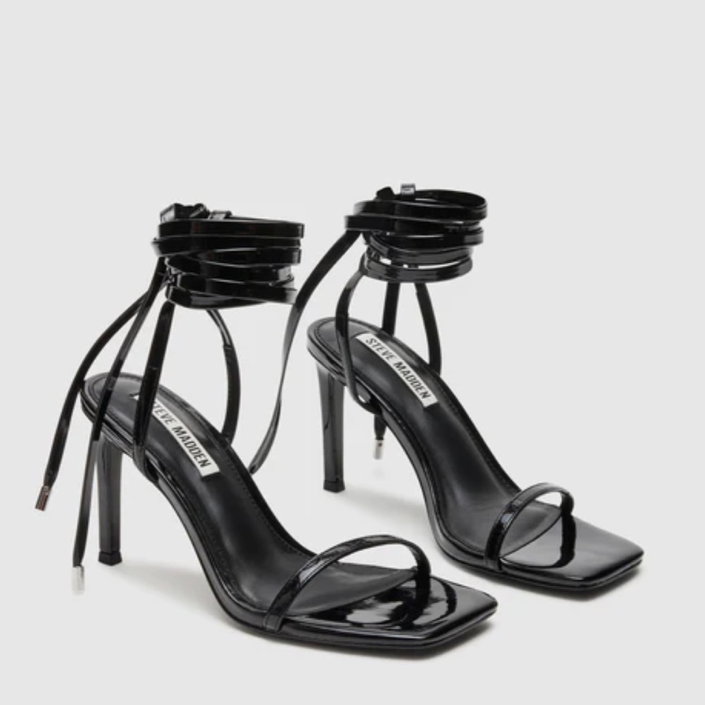 Steve Madden Passionate Black Patent Leather Strappy Heel